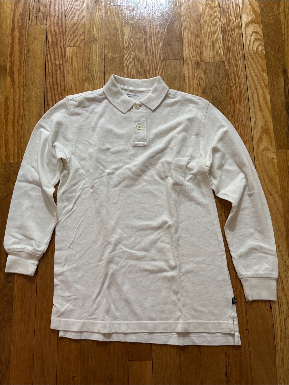 GAP Men's Long Sleeve Polo in Off-White